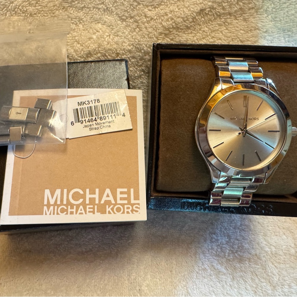 Michael Kors Slim Runway Silver Watch - Box and Tags!